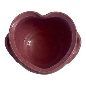 Heart Shaped Ceramic Decorative Bowl With Handles Pink Handmade Valentine Dish